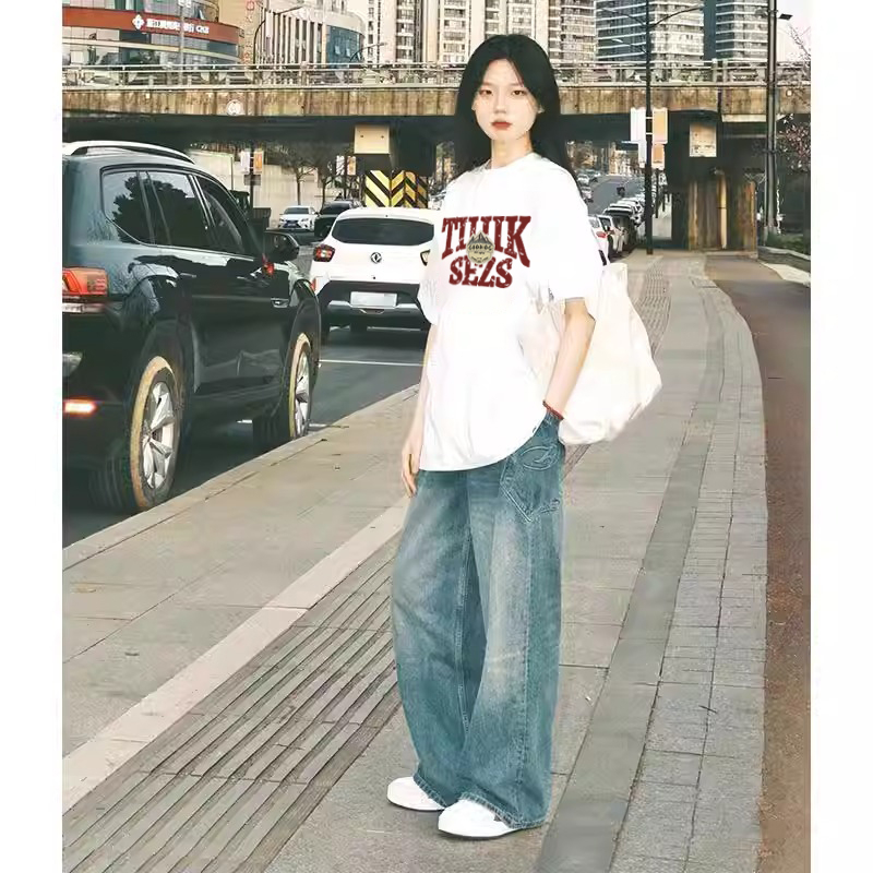 230g rear bag spring and summer new style pure cotton short-sleeved T-shirt trend