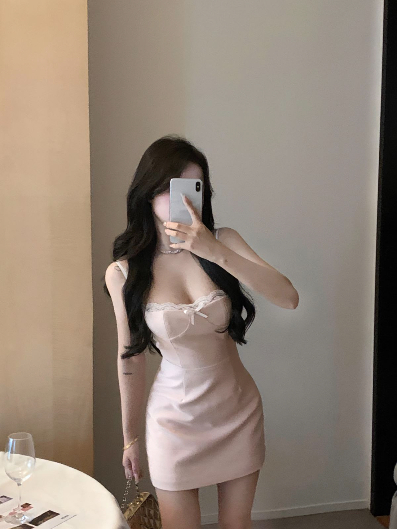 Real shot of fragrant ballet pure desire dress with temperament and slimming skirt for women