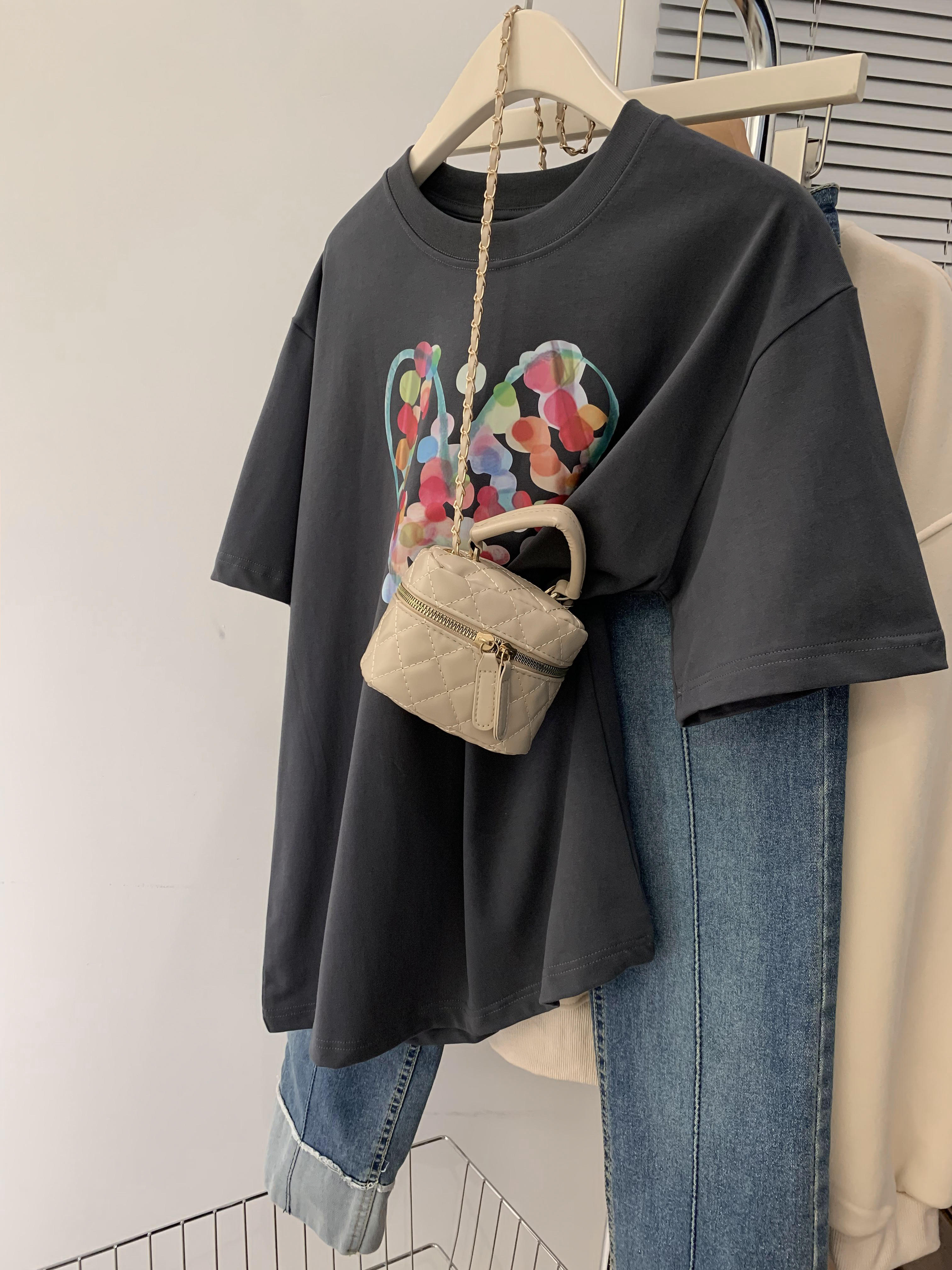 官圖 重磅/精梳純棉 後包領 有縫邊 S-XXXL 夏裝短袖T恤女