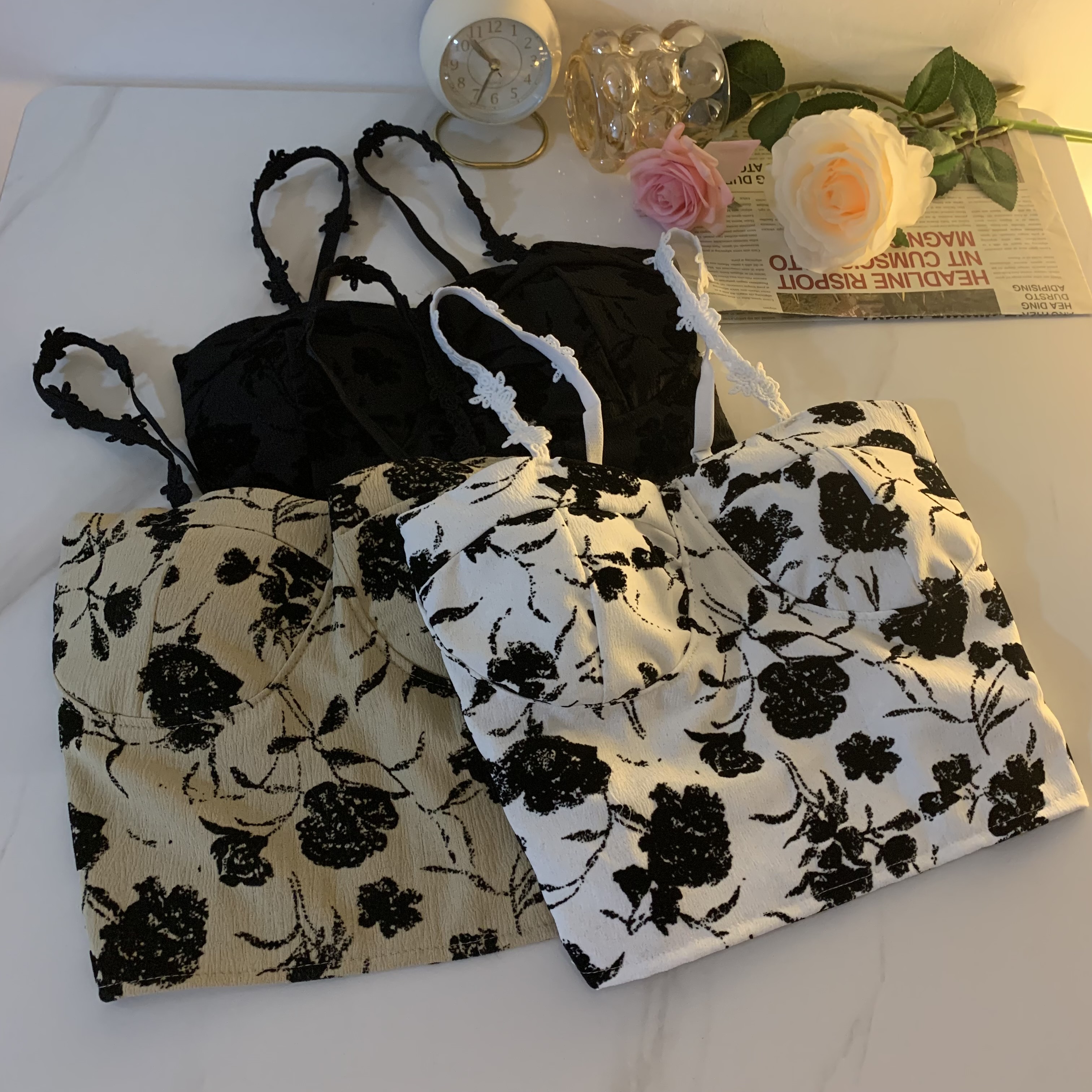 Real shot of designer camisole with bottoming back pleats and breast pads for sexy hot girls short underwear