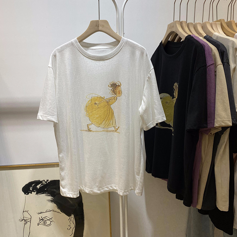 官圖220克/精梳純棉後包領有縫邊S-XXXL夏裝短袖T恤女