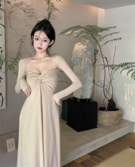 Real shot of Pure Desire sun protection cardigan and shawl + tube top and waist slimming dress for women