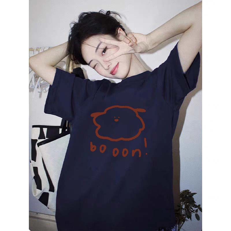 230g rear bag spring and summer new style pure cotton short-sleeved T-shirt trend