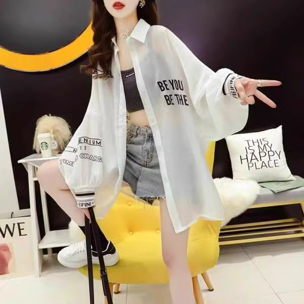 原版質量寬鬆中長薄款防曬衣透氣大碼拉鏈開衫外套女