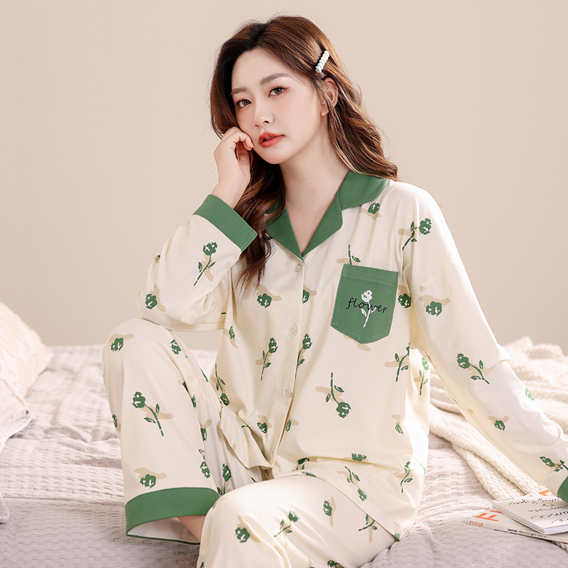 尚優衣品春夏韓版新款睡衣女仿棉時尚如意滿滿休閒家居服套裝