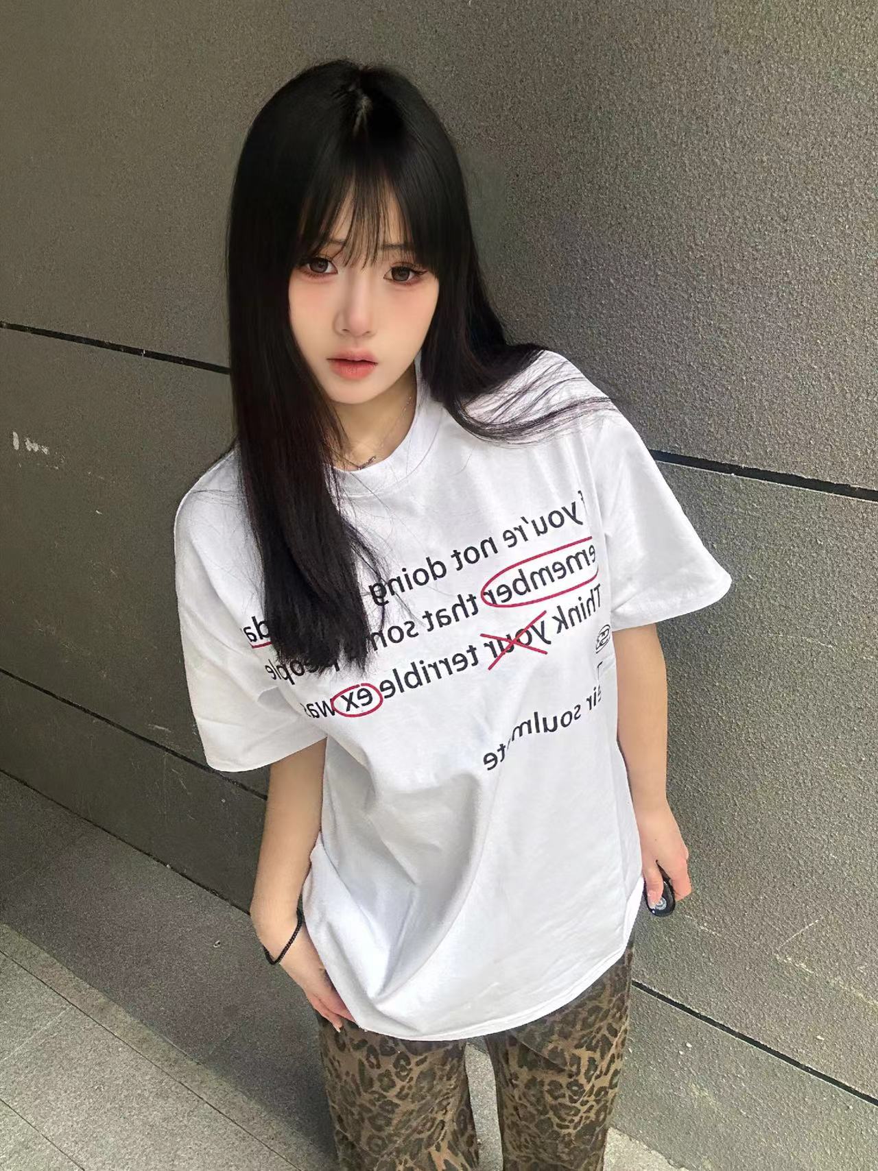 高質量純棉220克精梳緊密手感好直播品質前印花短袖t恤女