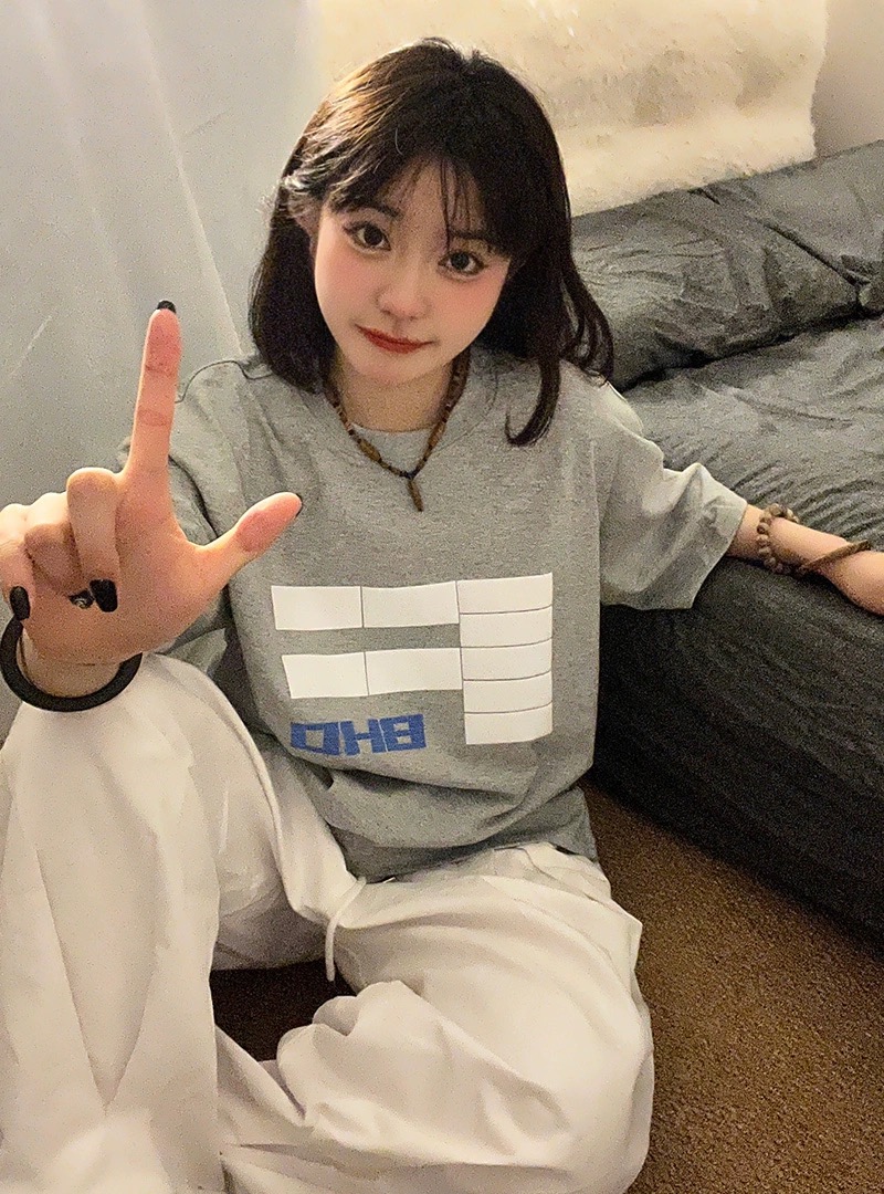 官圖 重磅/精梳純棉 後包領 有縫邊 S-XXXL 夏裝短袖T恤女