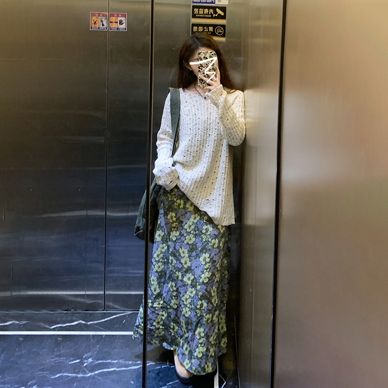 慵懶風鏤空毛衣女春冬季2024年新款設計感寬鬆內搭打底針織衫上衣