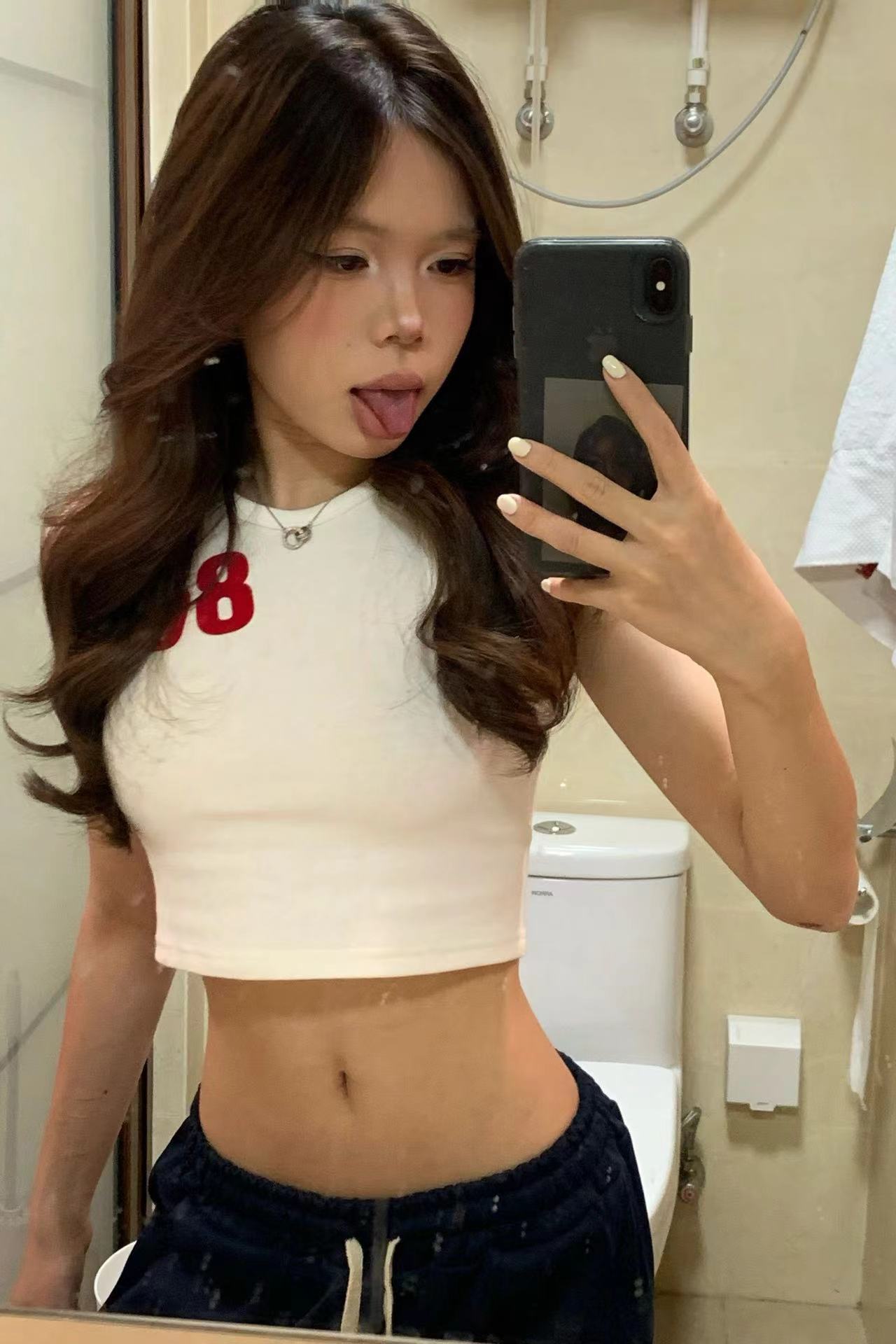 純棉210克40支奧代爾帶彈力直播品質前 印花短款修身t恤女