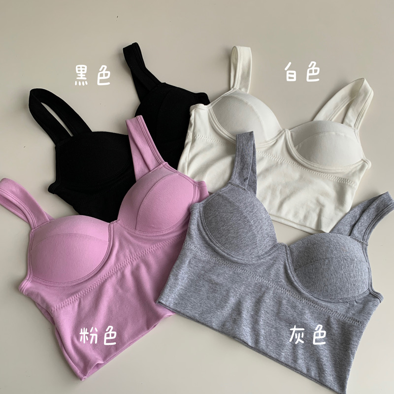 2024 summer new style chest padded v-neck camisole women's solid color slim fit versatile sleeveless tube top outer top