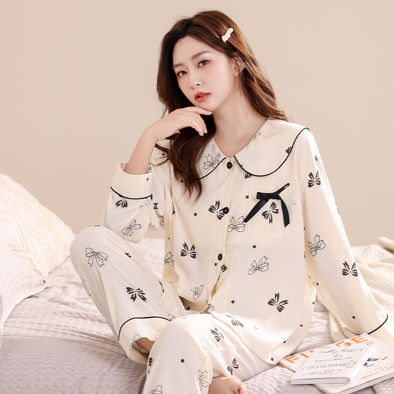 尚優衣品春夏韓版新款睡衣女仿棉時尚煥然新生休閒家居服套裝