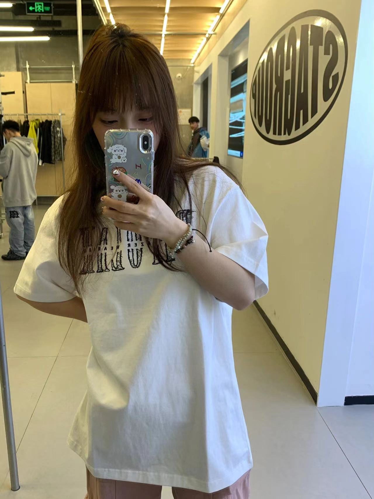 高質量純棉220克精梳緊密手感好直播品質前印花短袖t恤女