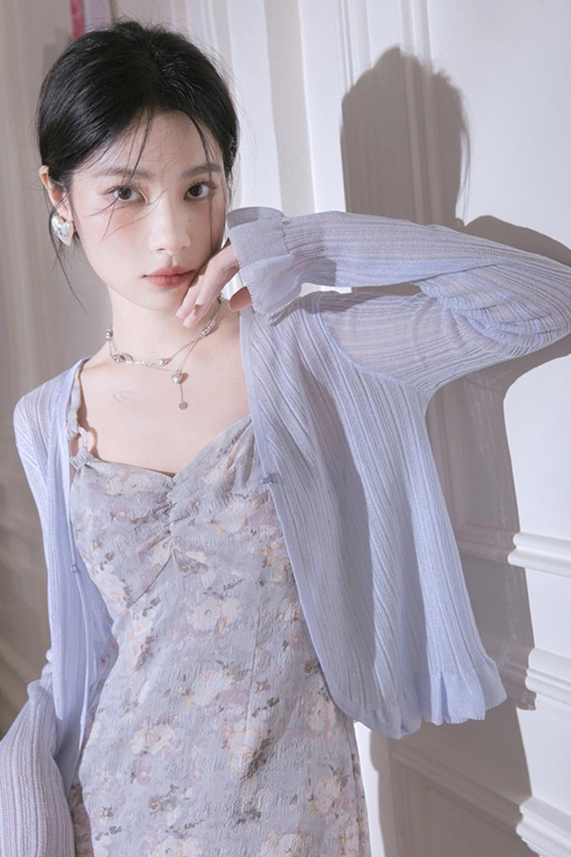 針織防曬開衫女薄款夏季年新款的披肩罩衫早秋法式外搭小坎肩