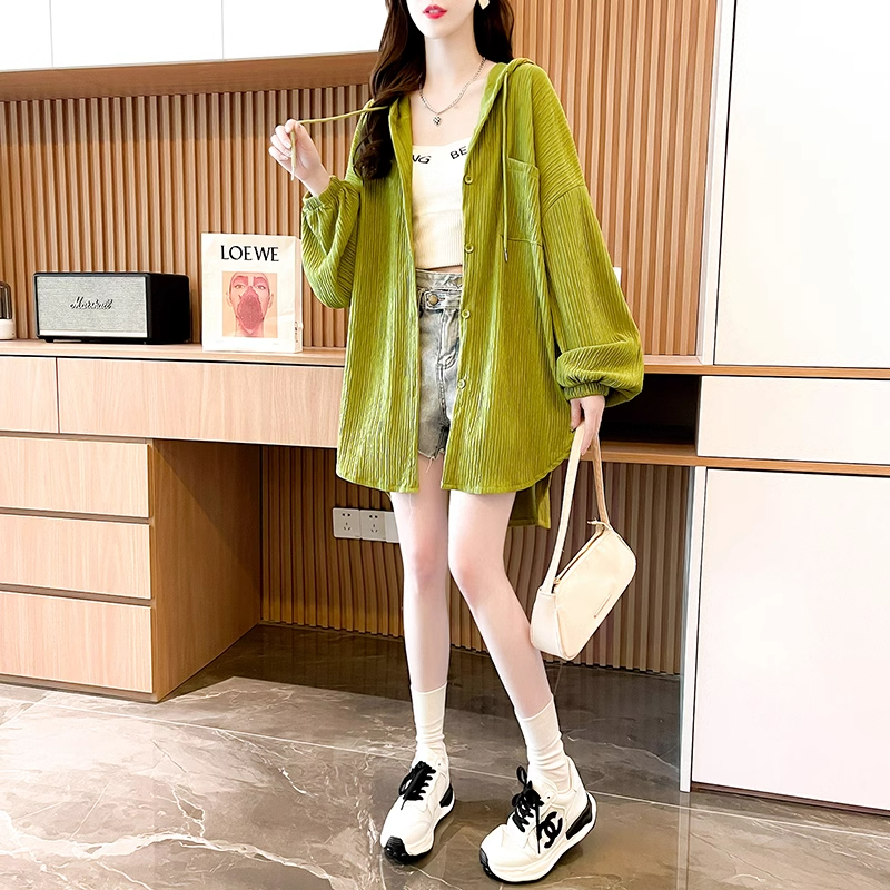 官方圖原版質量中長款大碼女裝寬鬆薄款開衫防曬服連帽外套女