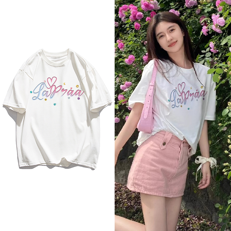 230g rear bag spring and summer new style pure cotton short-sleeved T-shirt trend
