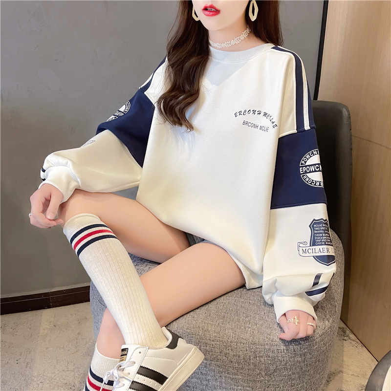 Actual shot of 2024 spring Korean style loose round neck color mid-length plus size women's thin sweatshirt for women