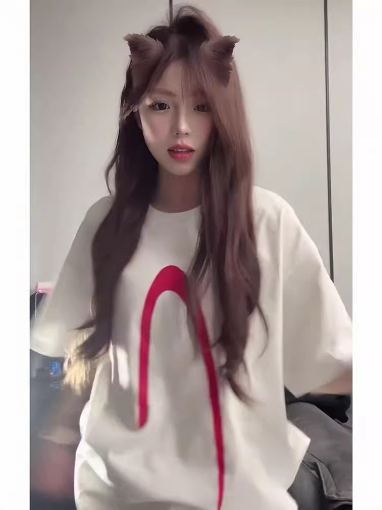 高質量純棉220克精梳緊密手感好直播品質前後印花短袖t恤女