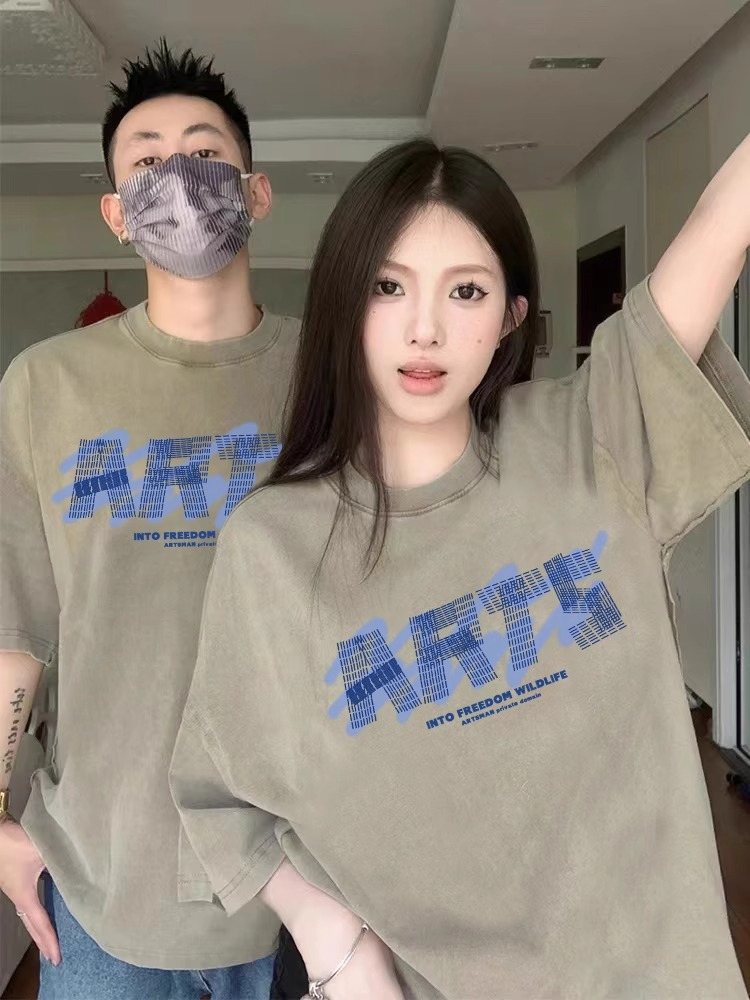 純棉特別的情侶裝夏裝短袖t恤潮牌高級感夏季roora2024新款上衣服