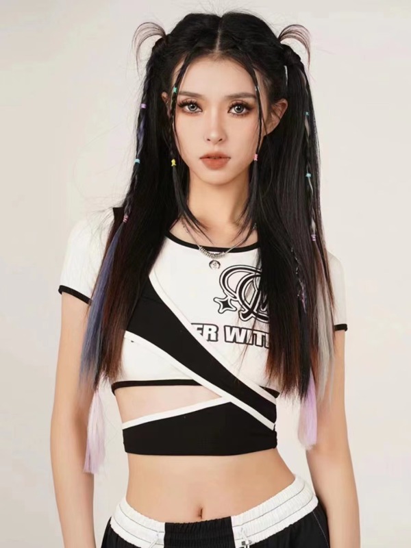 露腰辣妹T恤女2024夏季新款韓版短袖短款設計感小眾修身顯瘦上衣