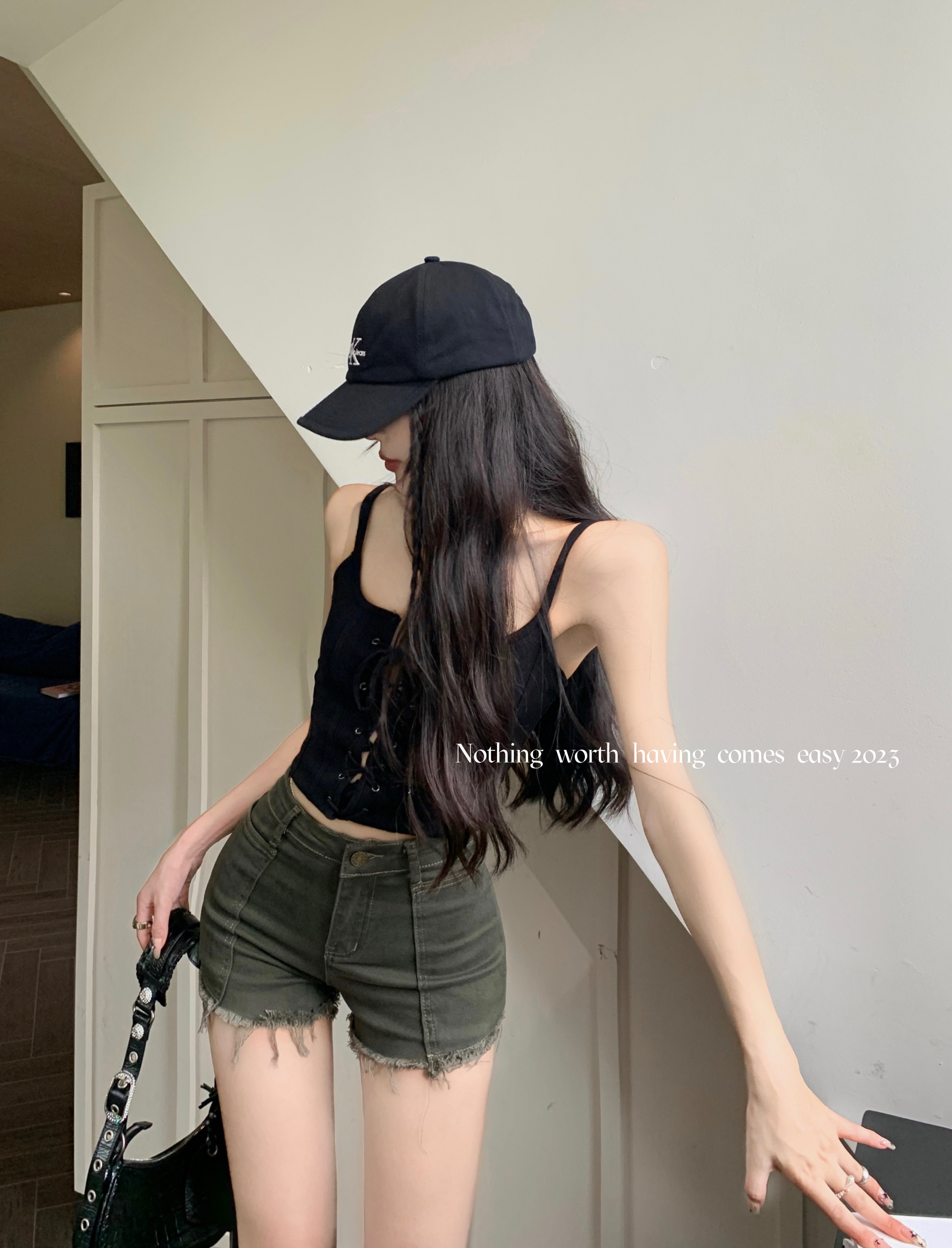 實拍毛邊復古水洗夏季百搭辣妹高腰彈力性感包臀休閒熱褲短褲