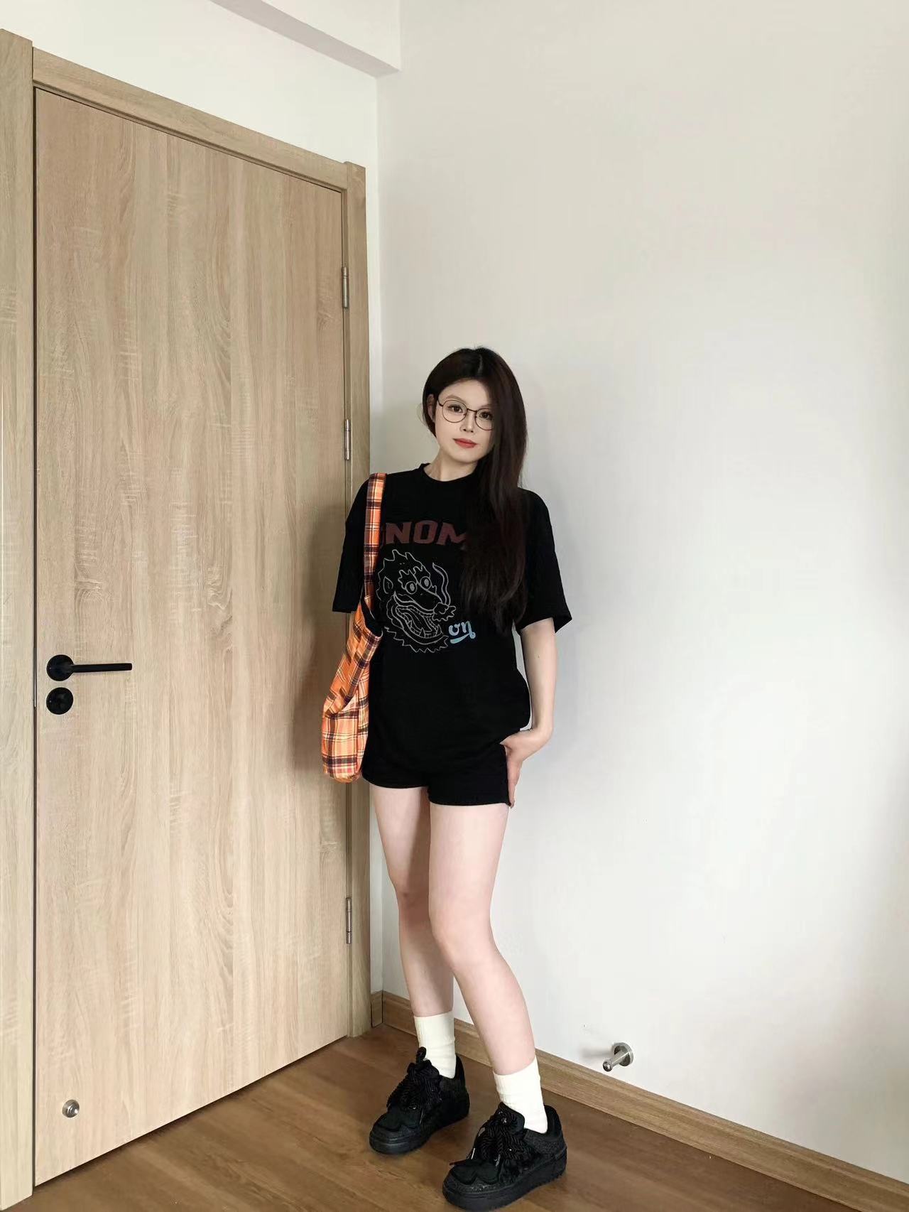 高質量純棉220克精梳緊密手感好直播品質前印花短袖t恤女