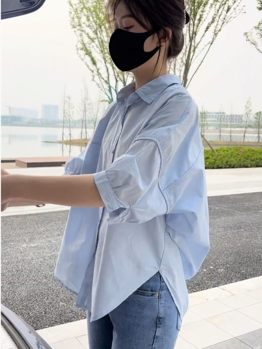 夏季襯衫女新款鹽系穿搭氣質減齡防曬襯衫女百搭韓系襯衫