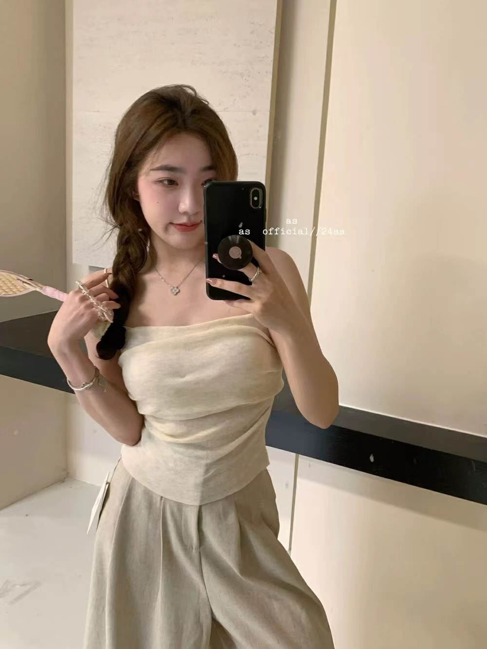 AS萬能內搭純欲氛圍感吊帶背心女2024春夏新款小個子顯瘦美背上衣