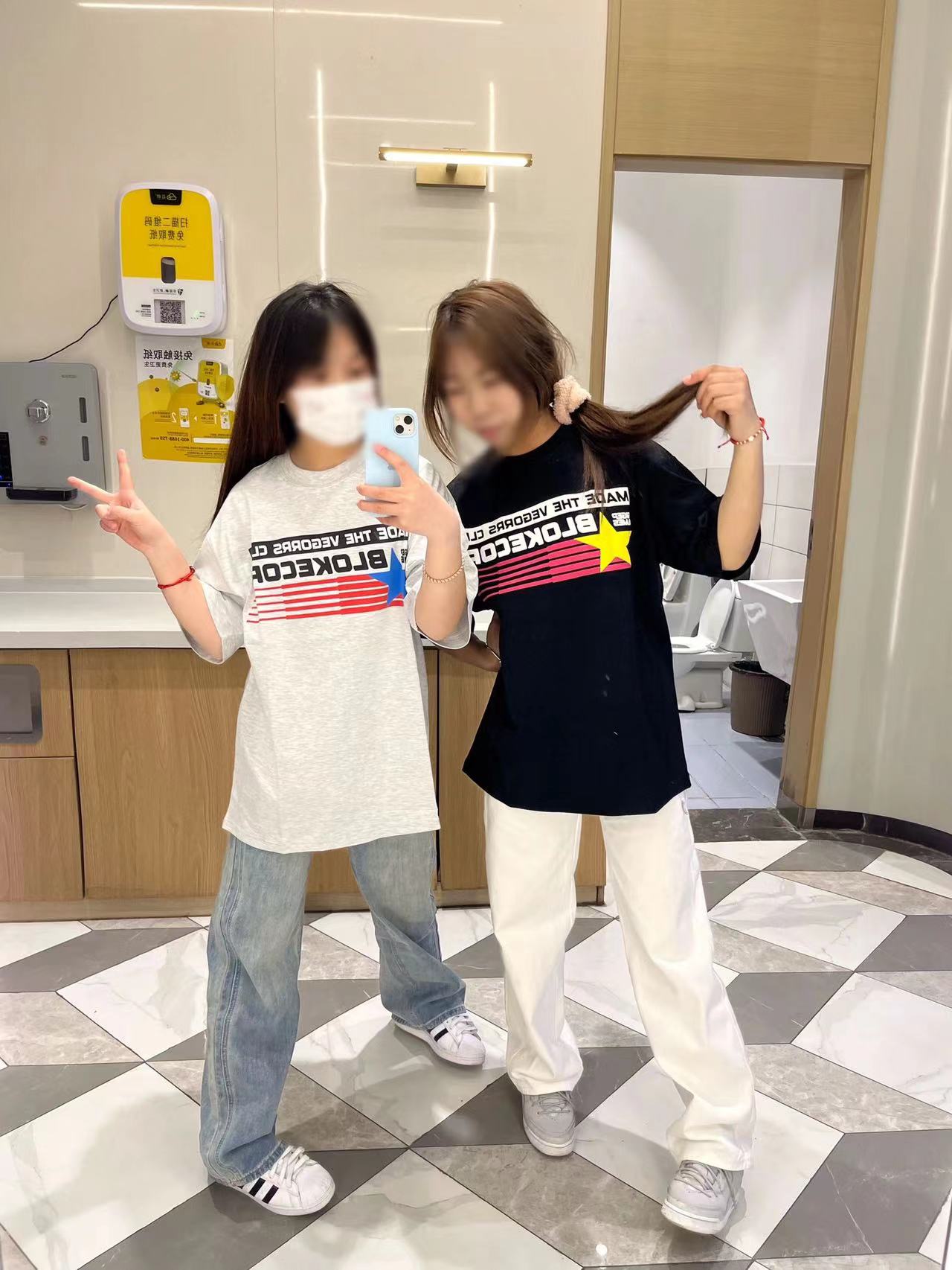 高質量純棉220克精梳緊密手感好直播品質前印花短袖t恤女