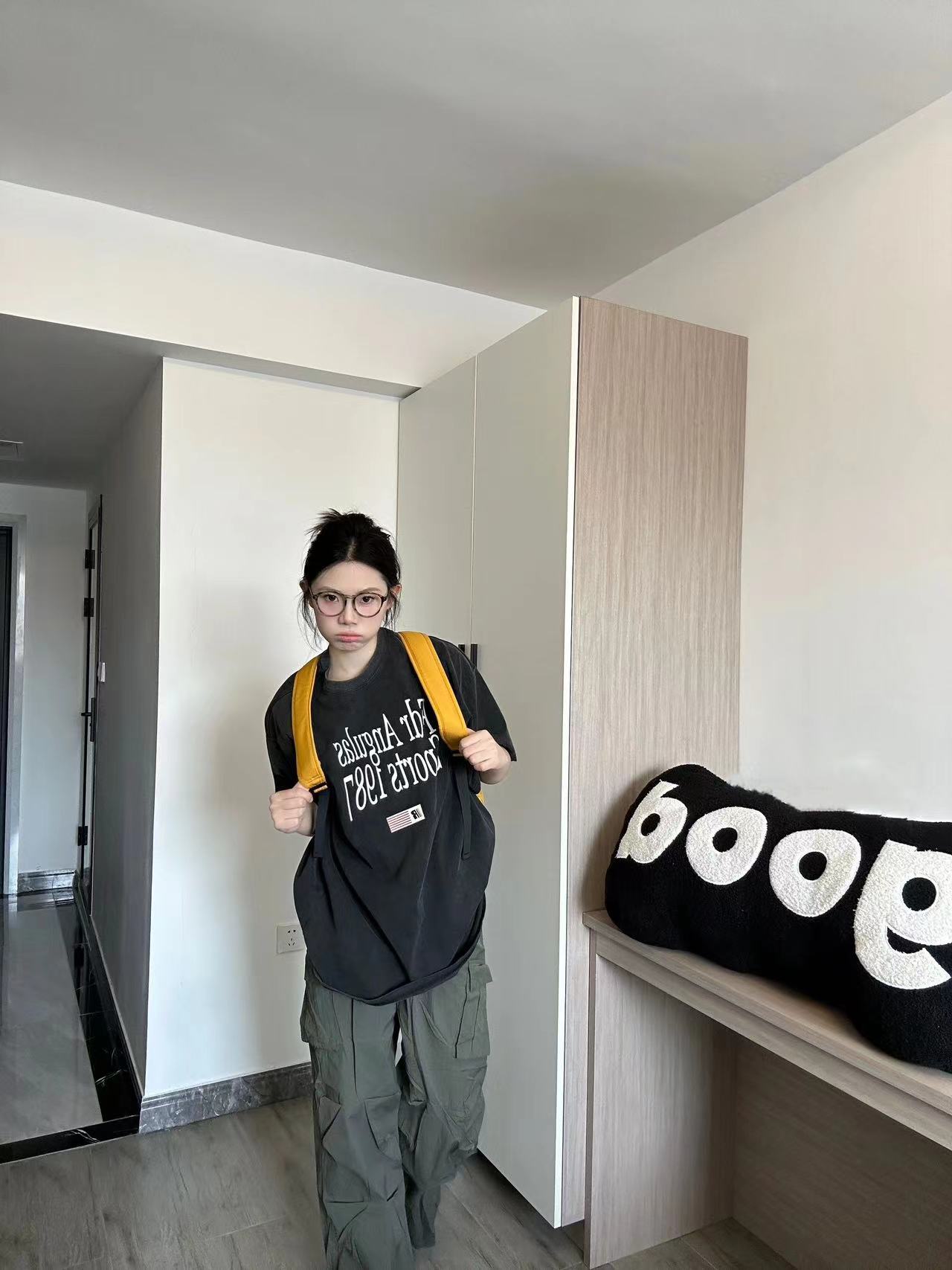 高質量純棉220克精梳緊密手感好直播品質前印花短袖t恤女