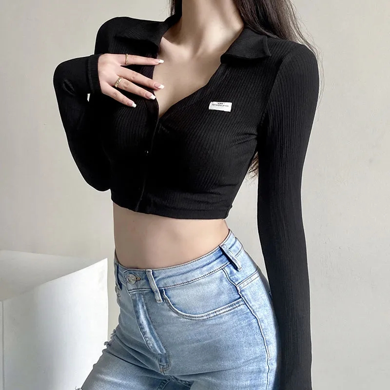 Ammonia DeRong 2024 new real shot Korean version solid color design women's long-sleeved T-shirt women's Hong Kong style fake two-piece versatile
