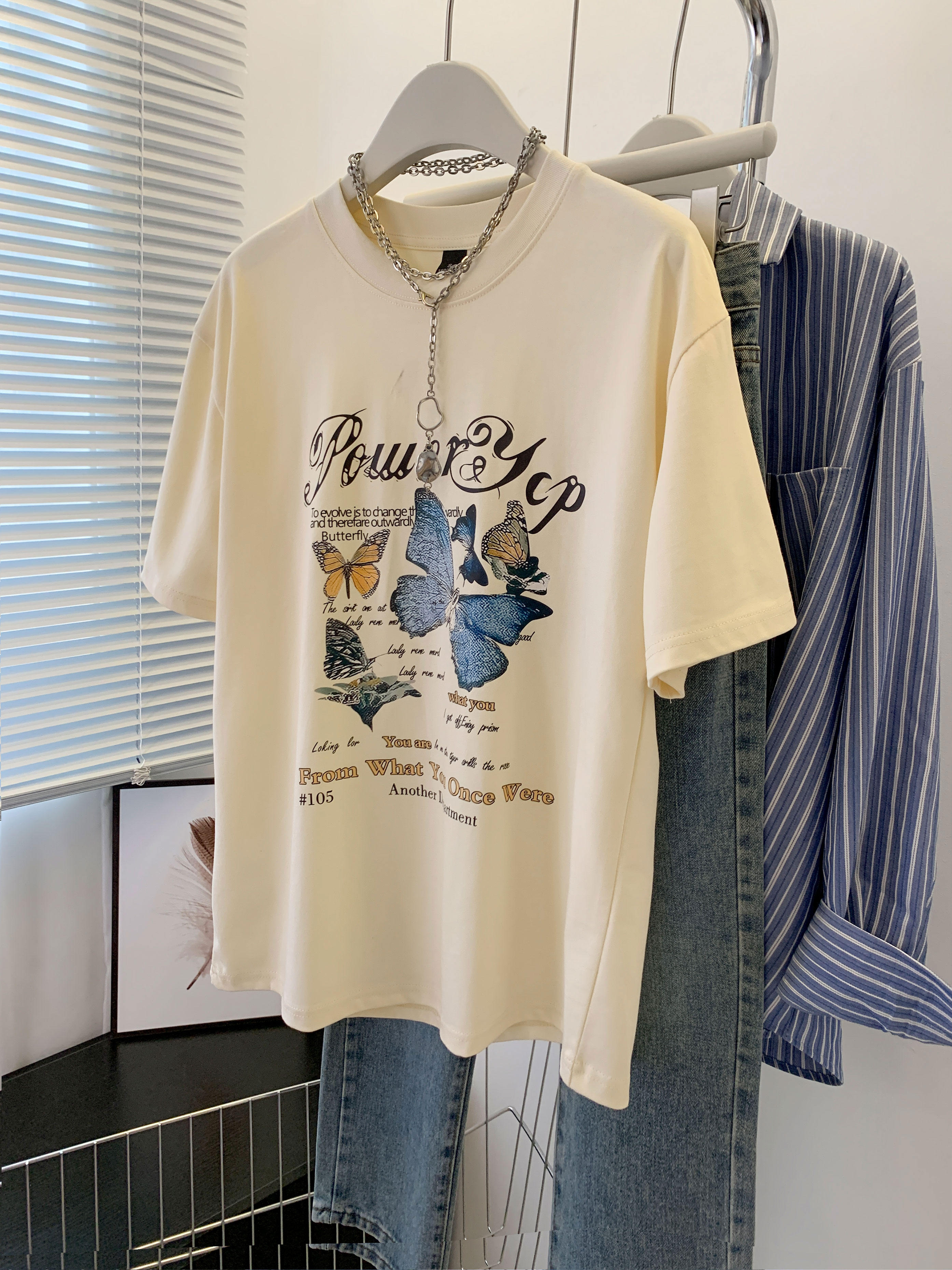 Official photo Heavy/combed cotton Back collar Seamed S-XXXL Summer short-sleeved T-shirt for women