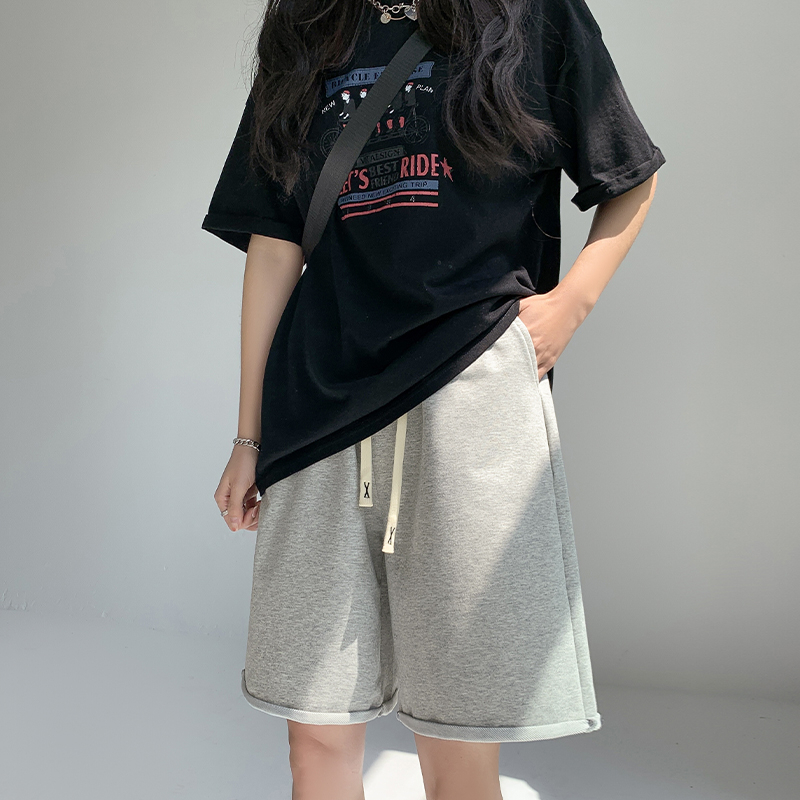 A298# 休閒運動短褲女夏季韓版寬鬆百搭高腰顯瘦闊腿直筒五分褲子