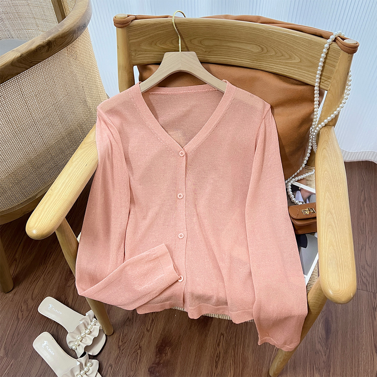 Quality inspection real shot Spring and Autumn new long style loose sun protection long-sleeved sweater cardigan women's all-match flesh-covering coat top
