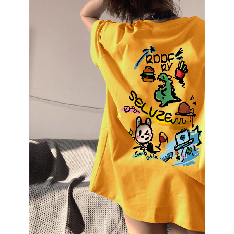 230g rear bag spring and summer new style pure cotton short-sleeved T-shirt trend