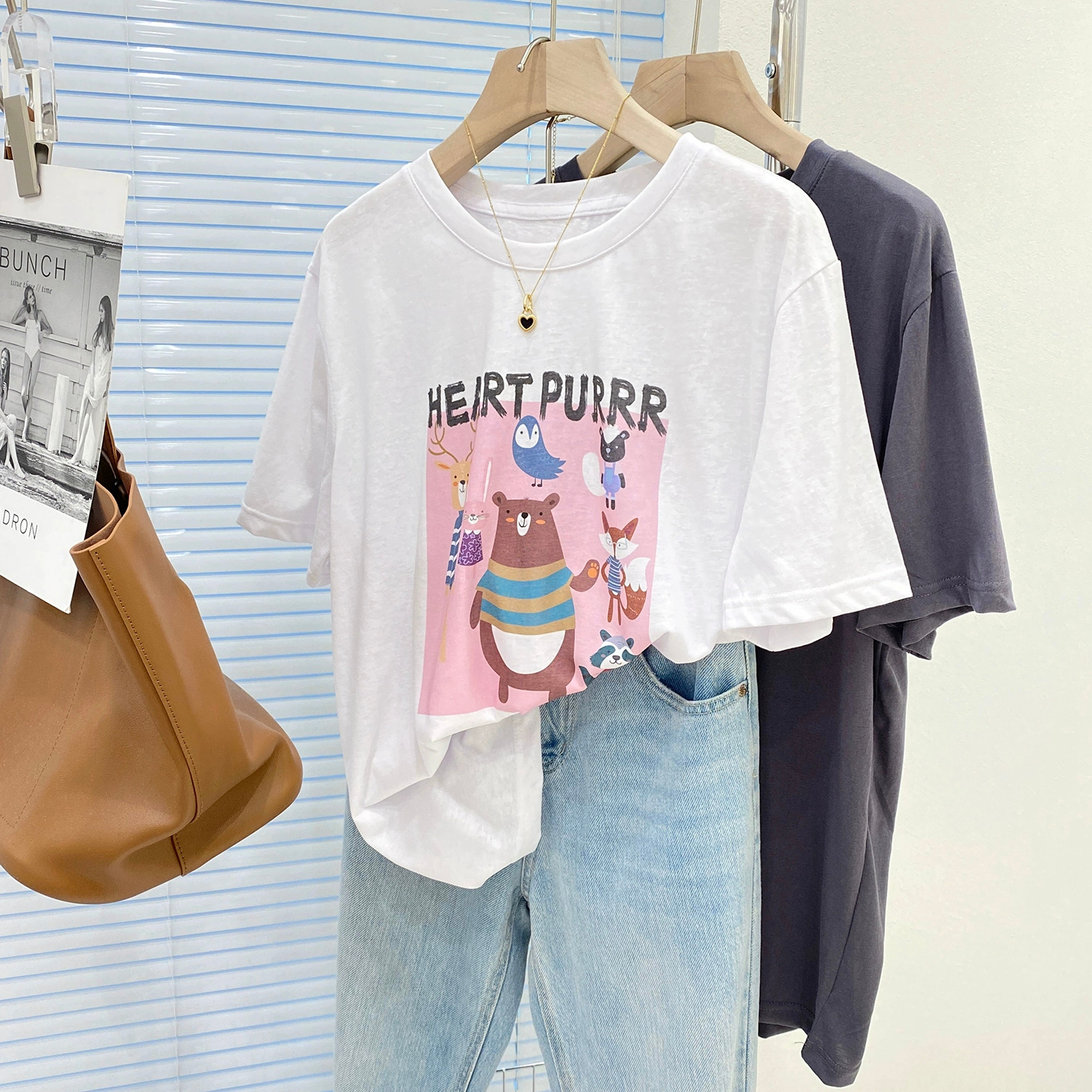 Official picture 220g/combed cotton back collar with seamed edge S-XXXL summer short-sleeved T-shirt for women