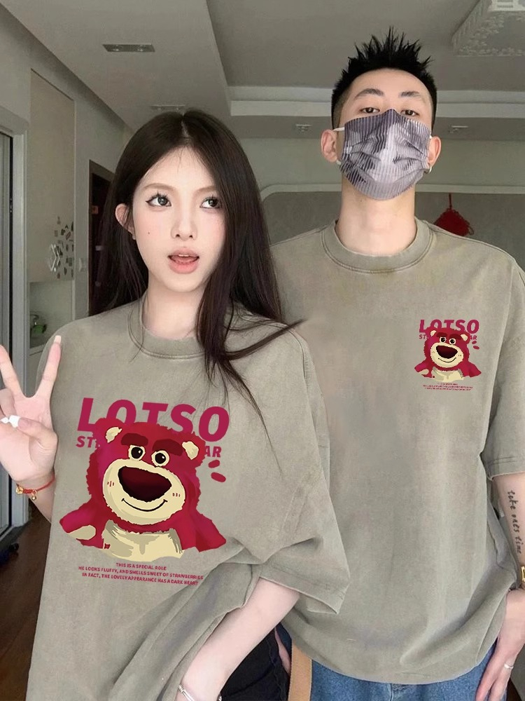 High-end early spring and summer T-shirt short-sleeved 2024 new super popular couple wear trendy brand different pure cotton women's clothes