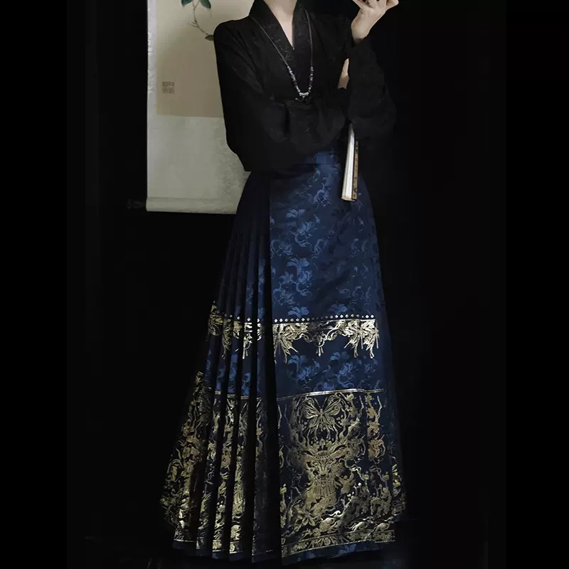 Zuiyuduo Lushen original mother-of-pearl new Chinese style horse face skirt suit daily Ming Dynasty Hanfu women's new style