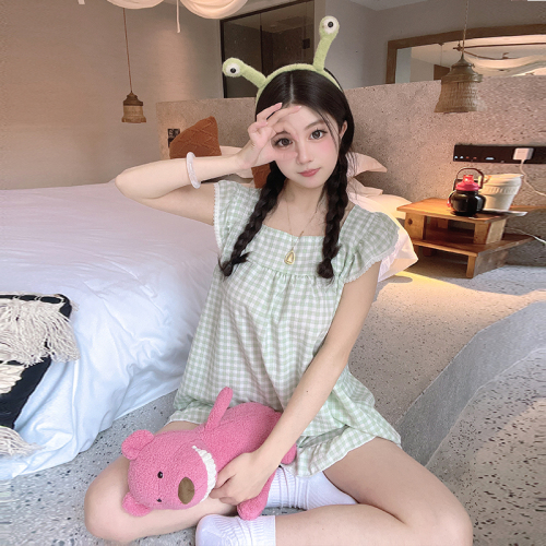 Pajamas for Women Summer 2024 Korean New Style Xiaofei Sleeves Sweet and Cute Girls Home Clothes Two-piece Suit