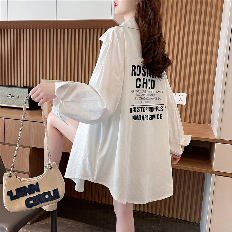 Official picture design sense 2024 summer mid-length lazy style POLO collar long-sleeved shirt for women