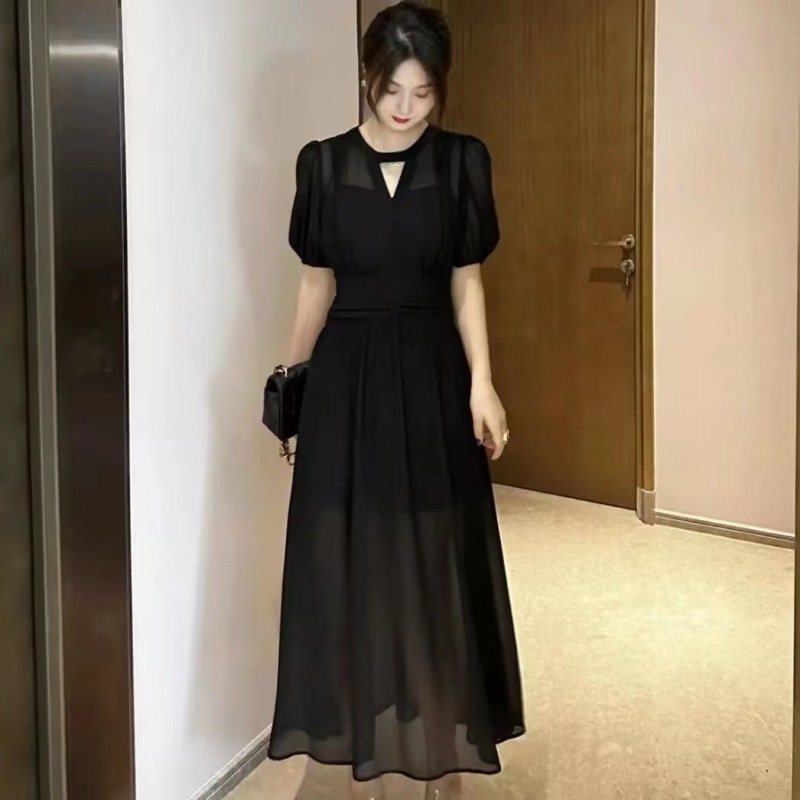 LZY Zhiyin D16979P spring and summer super slim dress temperament Hepburn style summer long skirt