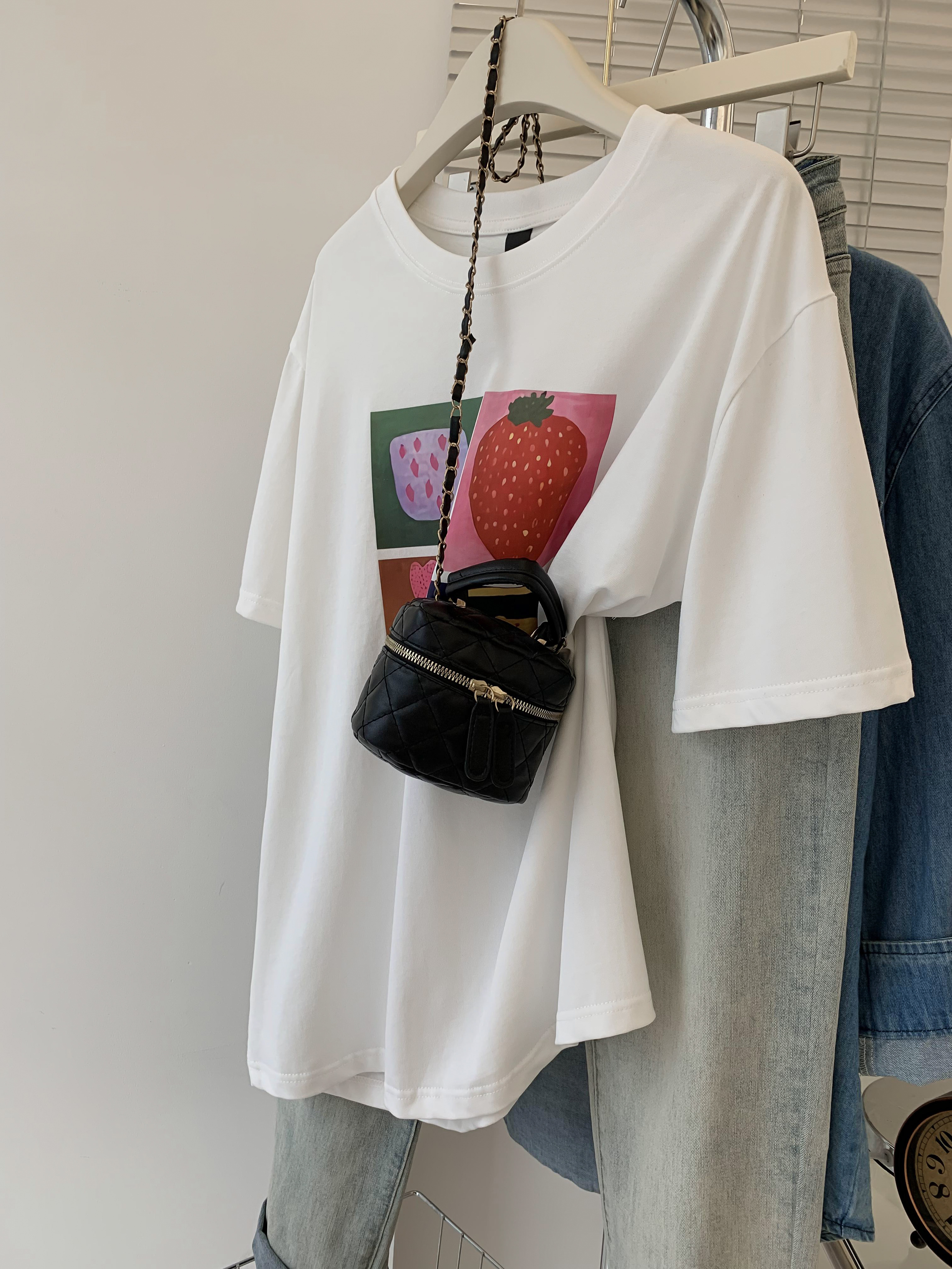 Official photo Heavy/combed cotton Back collar Seamed S-XXXL Summer short-sleeved T-shirt for women
