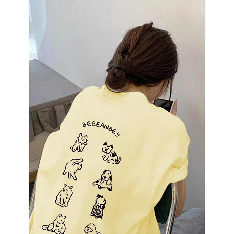 230g rear bag spring and summer new style pure cotton short-sleeved T-shirt trend