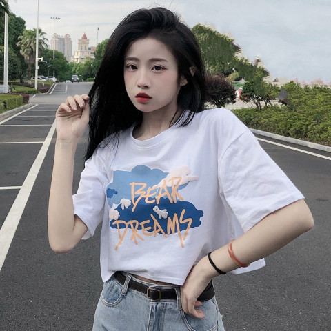 Short-sleeved T-shirt for women, new summer design, niche high-waisted, slim, short, navel-baring loose top
