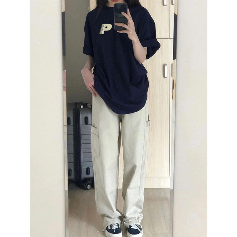 印花圓領短袖T恤女春夏季新款港味寬鬆顯瘦休閒百搭上衣