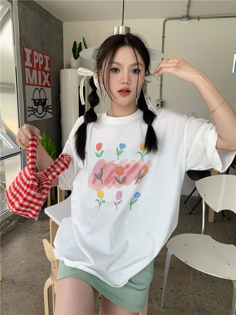 官圖220克/精梳純棉後包領有縫邊S-XXXL夏裝短袖T恤女