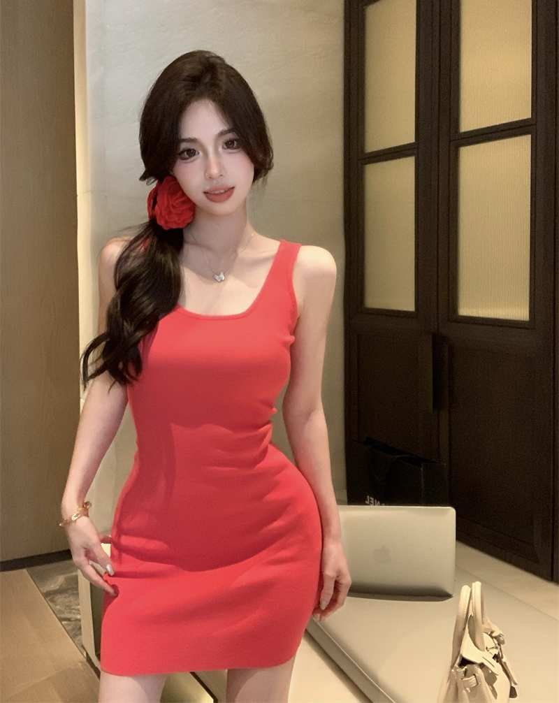 實拍 純欲辣妹夏季緊身性感包臀背心吊帶連衣裙短裙子女