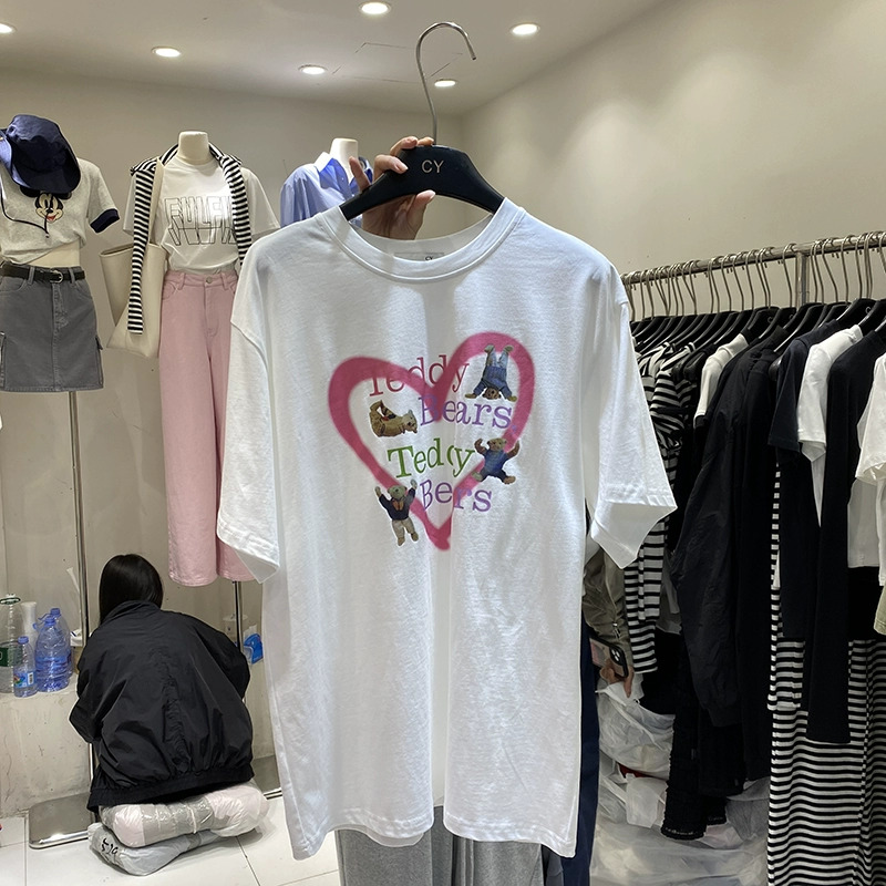 官圖 重磅/精梳純棉 後包領 有縫邊 S-XXXL 夏裝短袖T恤女