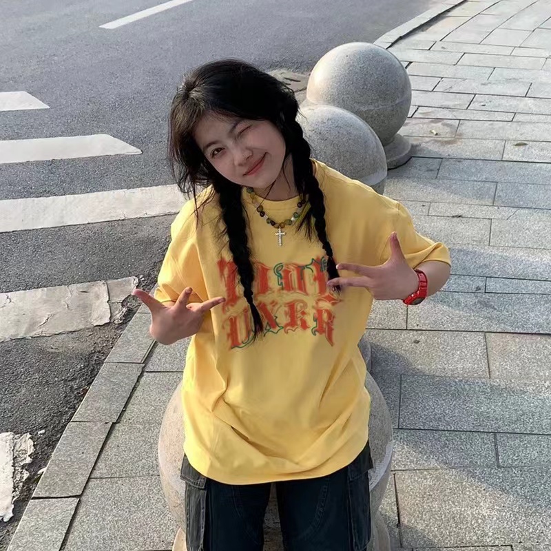 高質量純棉220克精梳緊密手感好直播品質前印花短袖t恤女
