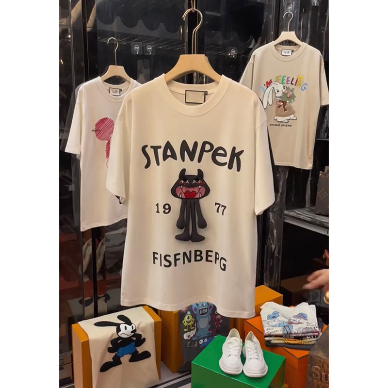 夏季重工刺繡短袖t恤女國潮上衣寬鬆潮牌遮肚大碼白色純棉上衣服