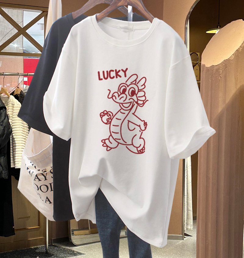 官圖220克/精梳純棉後包領有縫邊S-XXXL夏裝短袖T恤女